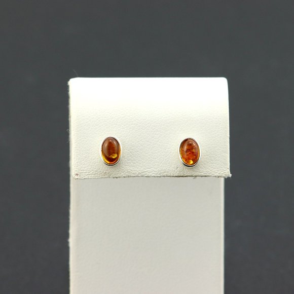 Sterling silver earrings with natural Baltic amber, amber stud earrings, studs - Picture 5 of 15